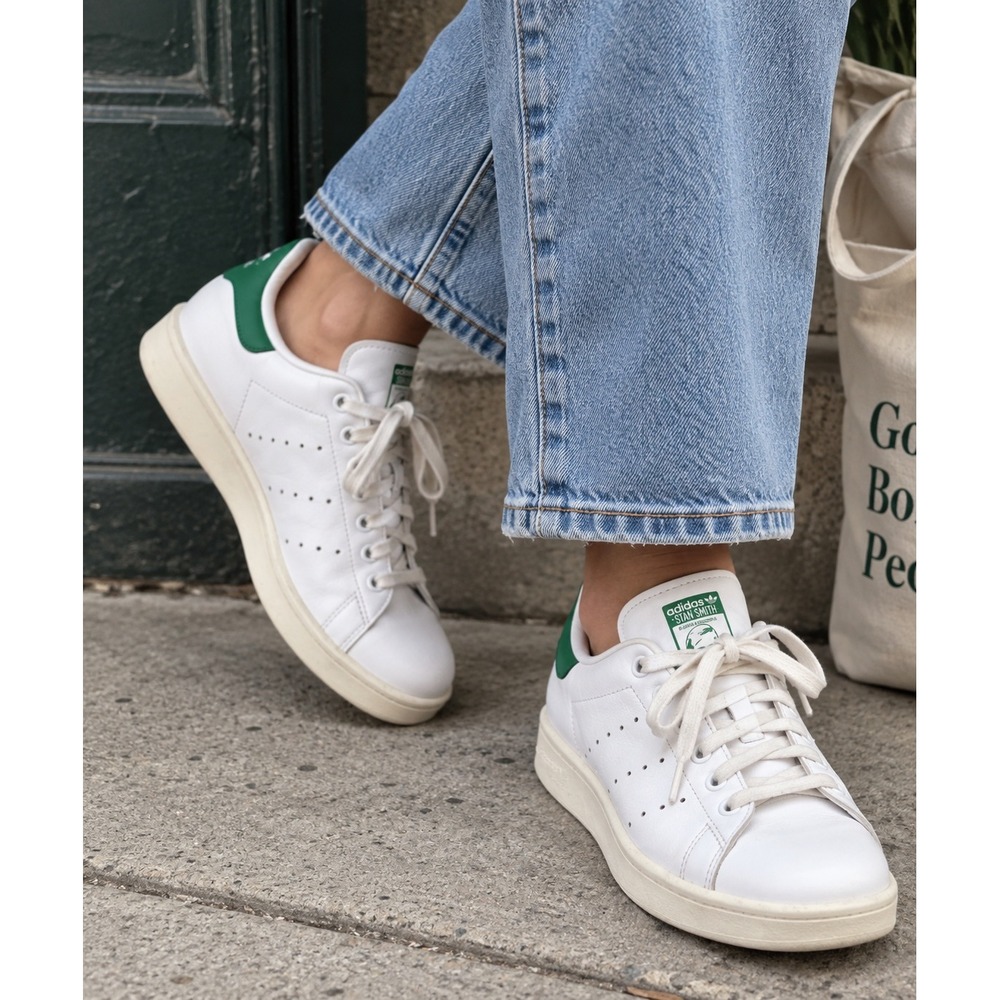 Adidas Stan Smith Bonega Platform Sneakers Womens 7.5 White Green Leather Shoes